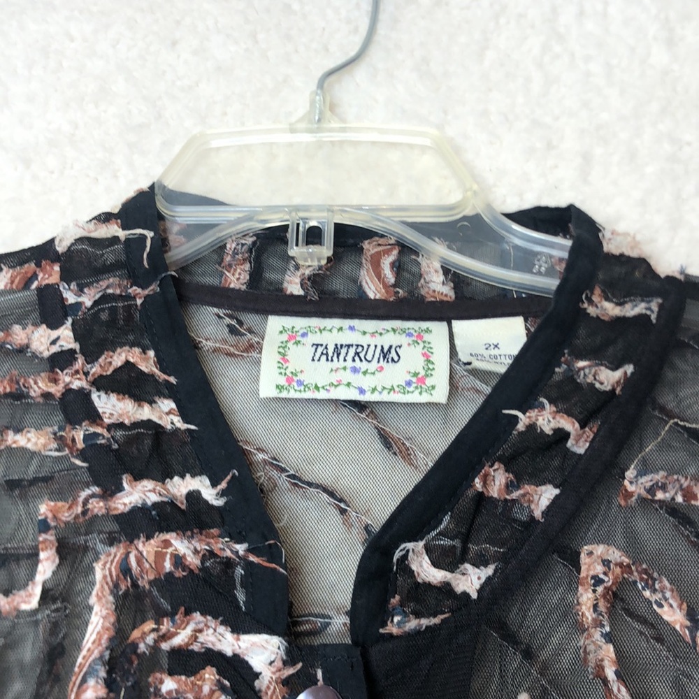 Vintage Retro Tantrums Semi Sheer Cotton Nylon Shirt Top 2X PLUS SIZE - Picture 4 of 8